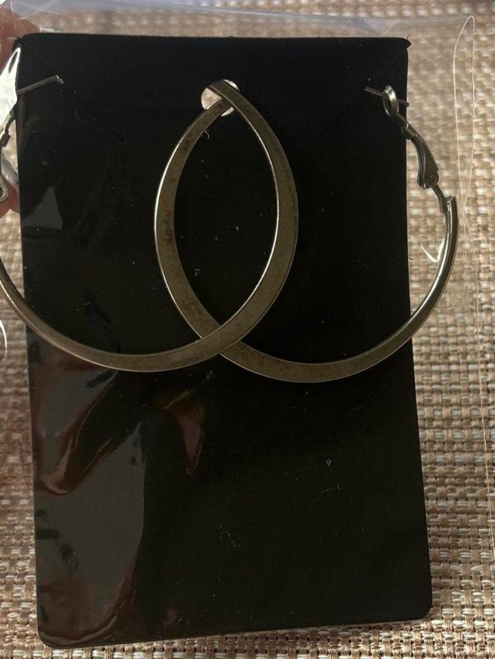 Silver Oval Hoop Earrings Costume Jewelry